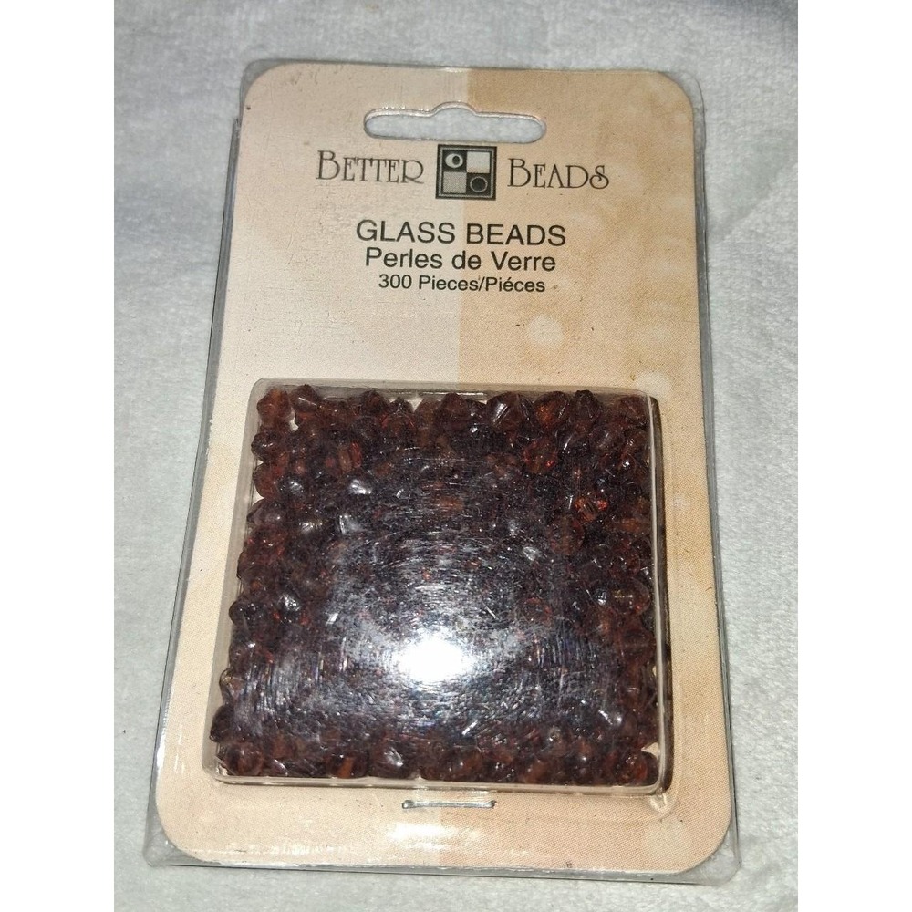 Better Beadsโ Glass Beads 300pc Brown Amber Sealed NOS Jewelry Craft